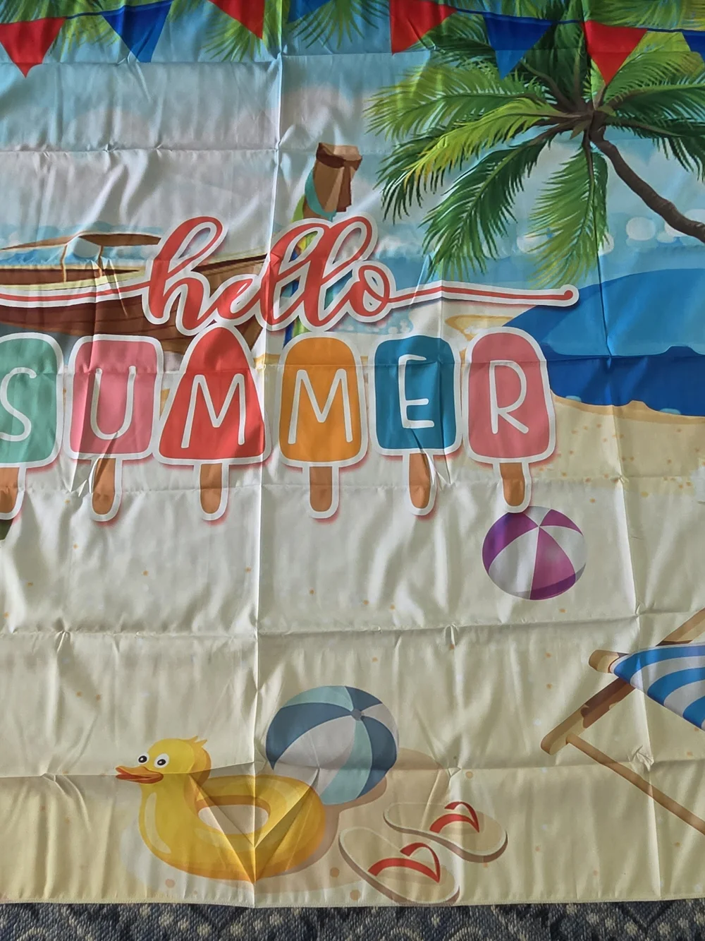Hello Summer Beach Print Bedding Panel - Multicolor